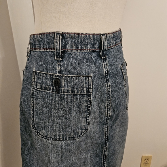Polo Jeans Co~ Patch Pocket  Knee Skirt~ Vintage ~ Size 6~Red Stiching - Picture 8 of 15